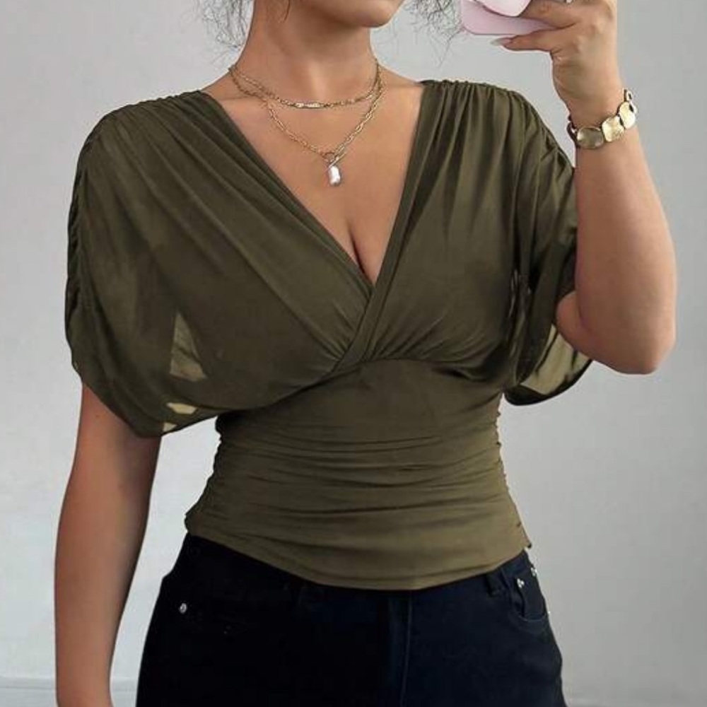 Elegant Olive Green Women's Top